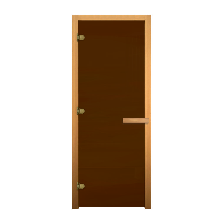 Дверь банная стеклянная «Бронза Матовая» (1900х800 мм, Стекло 8 мм, 3 петли, 716 GB, Коробка осина)
