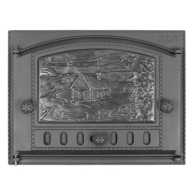Дверка каминная ДК-2Б (Р) «Домик в деревне» (375x300 мм, Черный) (Рубцовск)