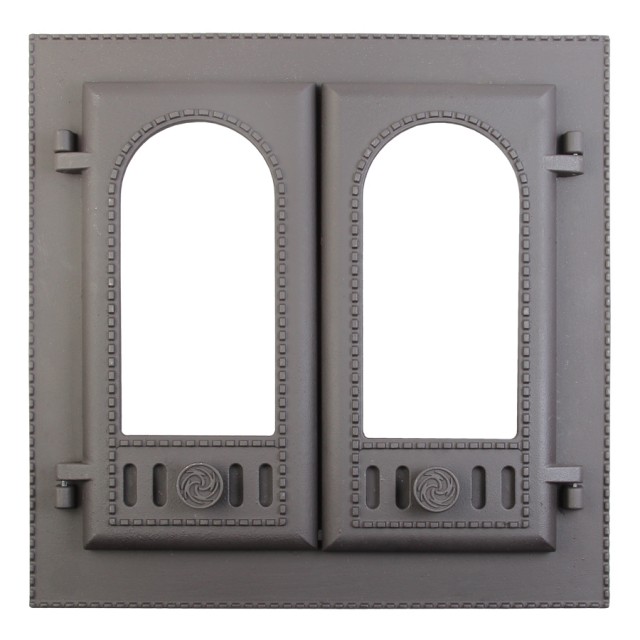Дверка каминная ДК-6С (Р) «Горница» (под стекло) (410x410 мм, Черный) (Рубцовск)