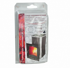 Шнур термостойкий керамический для дверок печей на поверхности с пазом (Ø6 мм,  2 м, 1250°С)