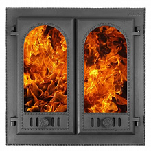 Дверка каминная ДК-8С (Р) «Горница-2» (стекло) (500x500 мм, Черный) (Рубцовск)