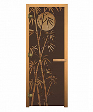 Дверь банная «Бронза Матовая» «Бамбук» (1900х700 мм, Стекло 8 мм, 3 петли, 716 CR, Коробка осина)