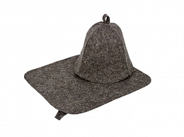Набор для бани из серого войлока без вышивки («Шапка, коврик», Артикул 22001)